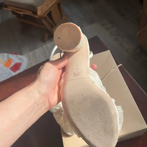 Loefler Randall Camellia Heels, White, Worn Once